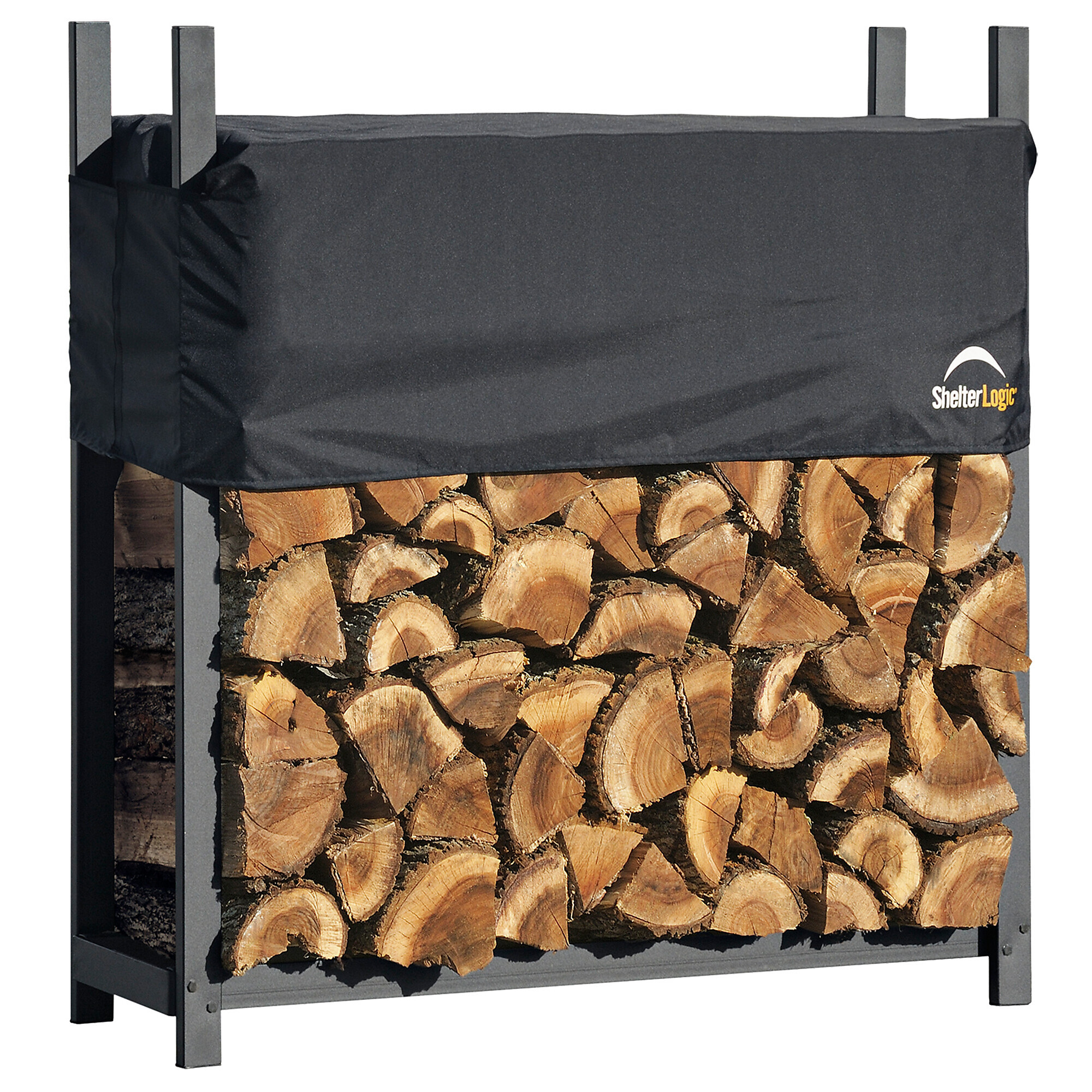 ShelterLogic Ultra Duty Firewood Rack with Cover - 4ft., Steel, Adjustable Polyester Fabric Cover, Model# 90474